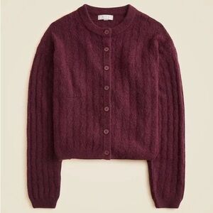 J. Crew Burgundy Cable Knit Cardigan
